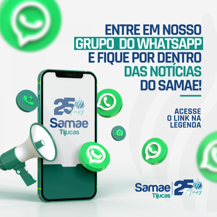 Entre em nosso grupo do WhatsApp e fique por dentro das notícias do SAMAE!